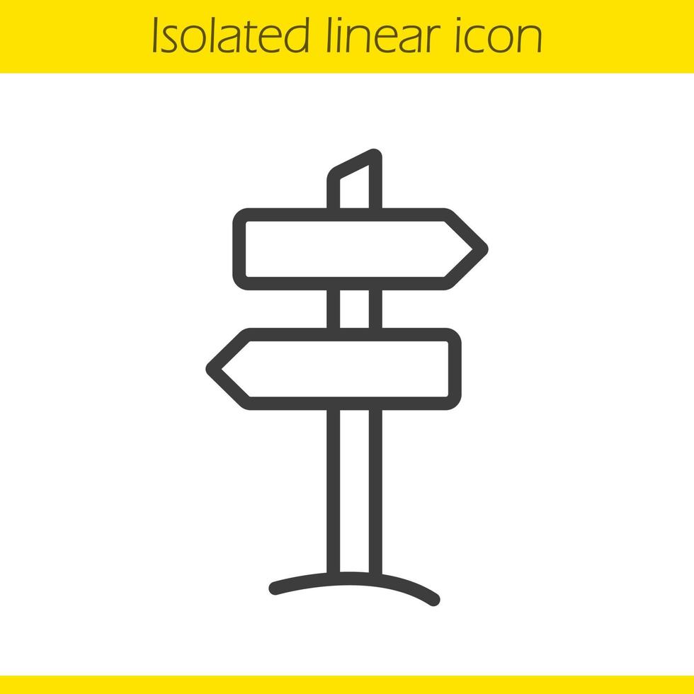Signpost linear icon. Guidepost thin line illustration. Wooden way direction contour symbol. Vector isolated outline drawing