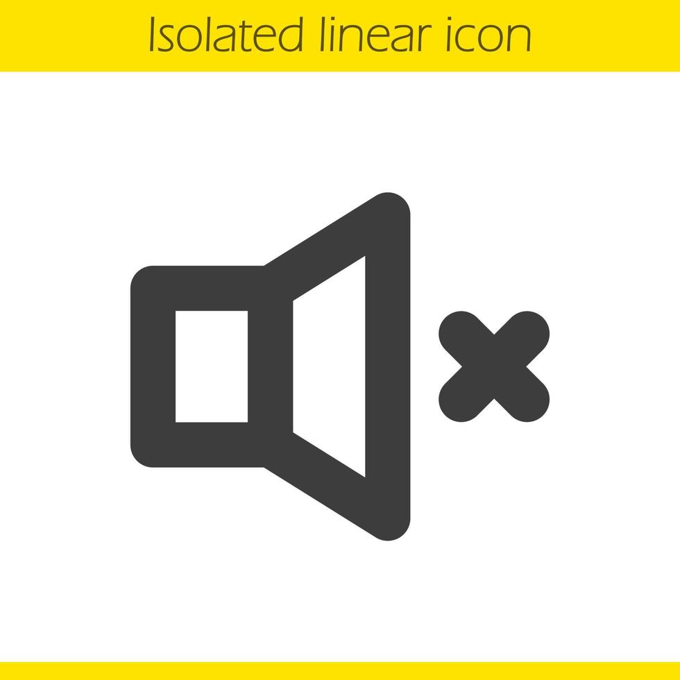 Sound off linear icon. Thin line illustration. Speaker volume mute contour symbol. Vector isolated outline drawing