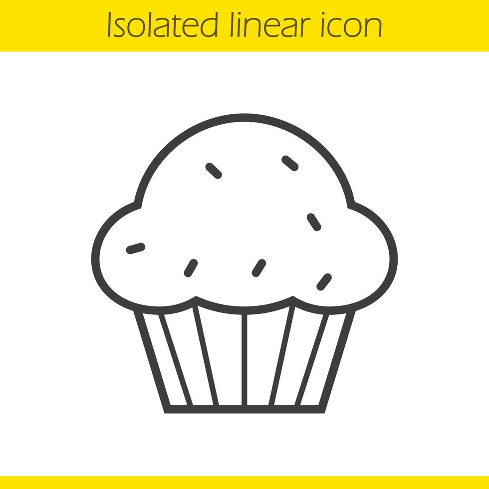 Cupcake linear icon. Thin line illustration. Muffin contour symbol. Vector isolated outline drawing