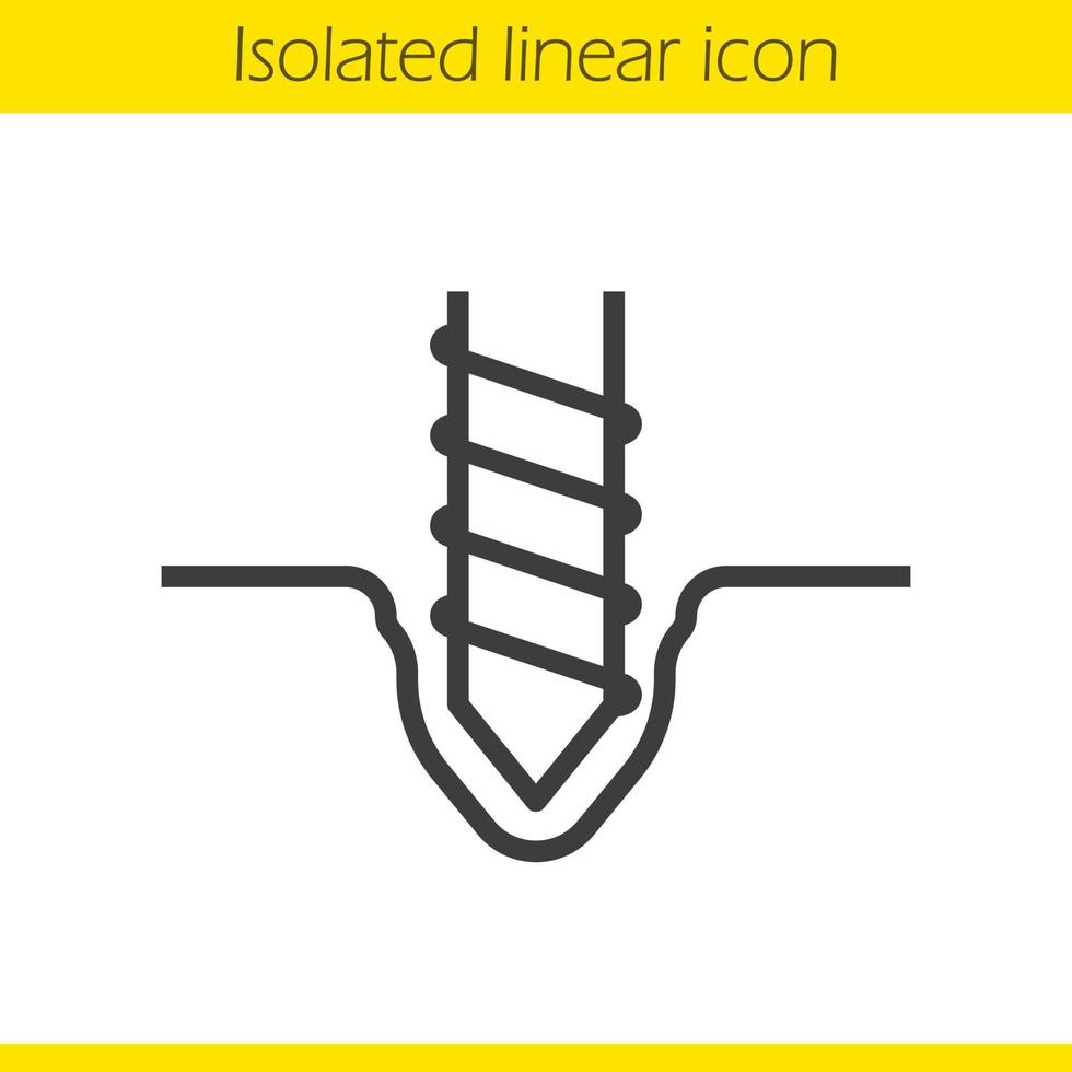 Drilling linear icon. Thin line illustration. Rotating mining drill bit contour symbol. Vector isolated outline drawing