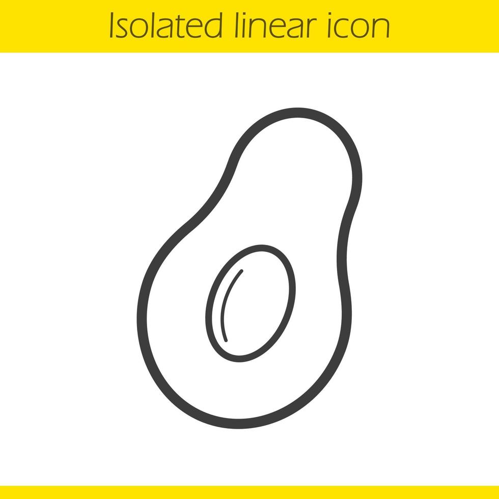 icono lineal de aguacate. Ilustración de línea fina. símbolo de contorno de aguacate reducido a la mitad. dibujo de contorno aislado vectorial vector