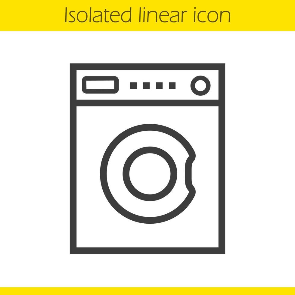 Washing machine linear icon. Thin line illustration. Washer contour symbol. Vector isolated outline drawing