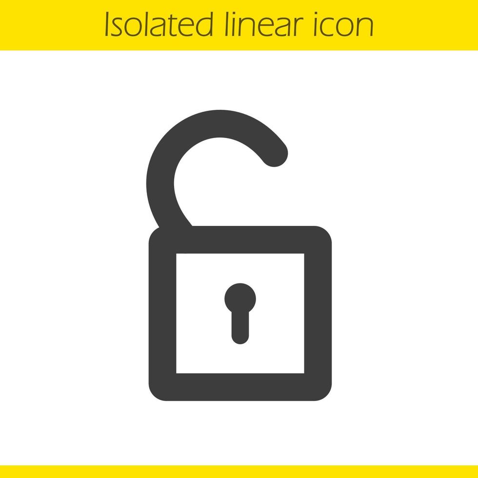 Open lock linear icon. Thin line illustration. Padlock contour symbol. Vector isolated outline drawing