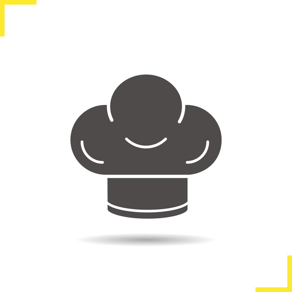 Chef's hat icon. Drop shadow silhouette symbol. Toque vector isolated illustration