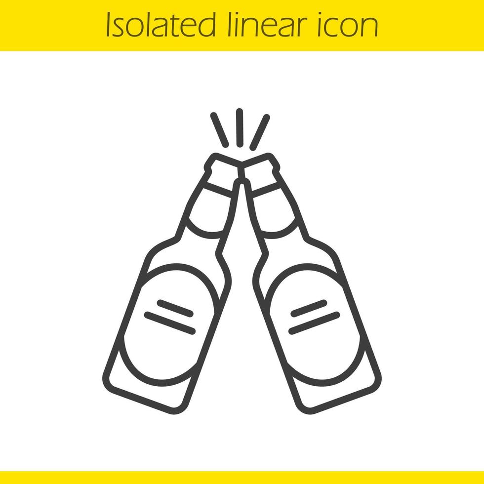 Bouncing beer bottles linear icon. Thin line illustration. Two beer bottles contour symbol. Vector isolated outline drawing
