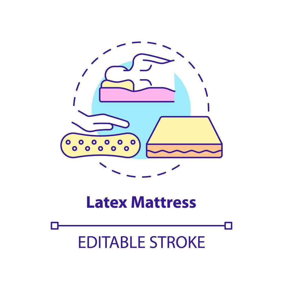 Latex mattress concept icon. Common mattress material abstract idea thin line illustration. Springy and elastic pad. Synthetic and rubber latex. Vector isolated outline color drawing. Editable stroke