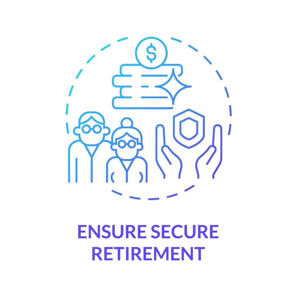 Retiral safety plan concept icon. Emergency retirement fund abstract idea thin line illustration. Sustained retirement income. Secure pension budget. Vector isolated outline color drawing