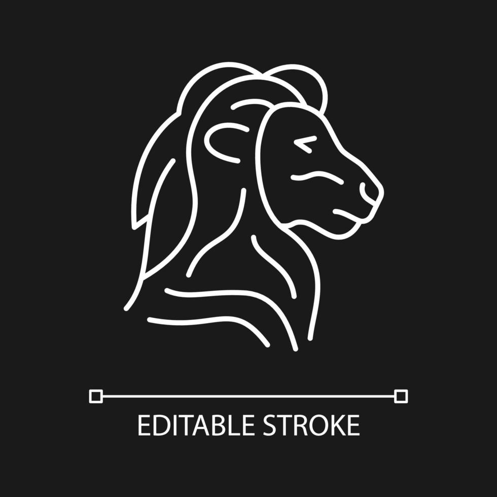 Lion head symbol white linear icon for dark theme. Singapore national animal.  Official mascot. Thin line customizable illustration. Isolated vector  contour symbol for night mode. Editable stroke 4527587 Vector Art at  Vecteezy