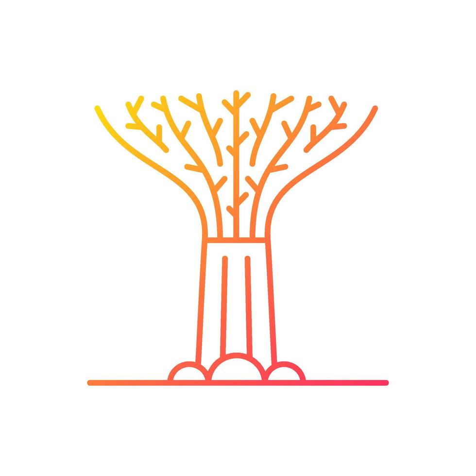 Supertree grove gradient linear vector icon. Tree-like structure. Recognizable Singaporean attraction. Giant tree. Thin line color symbol. Modern style pictogram. Vector isolated outline drawing