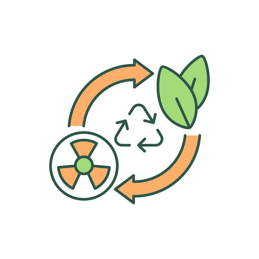 Hazardous materials recycling RGB color icon. Waste management regulations and rules. Toxic and dangerous garbage disposal. Isolated vector illustration. Simple filled line drawing