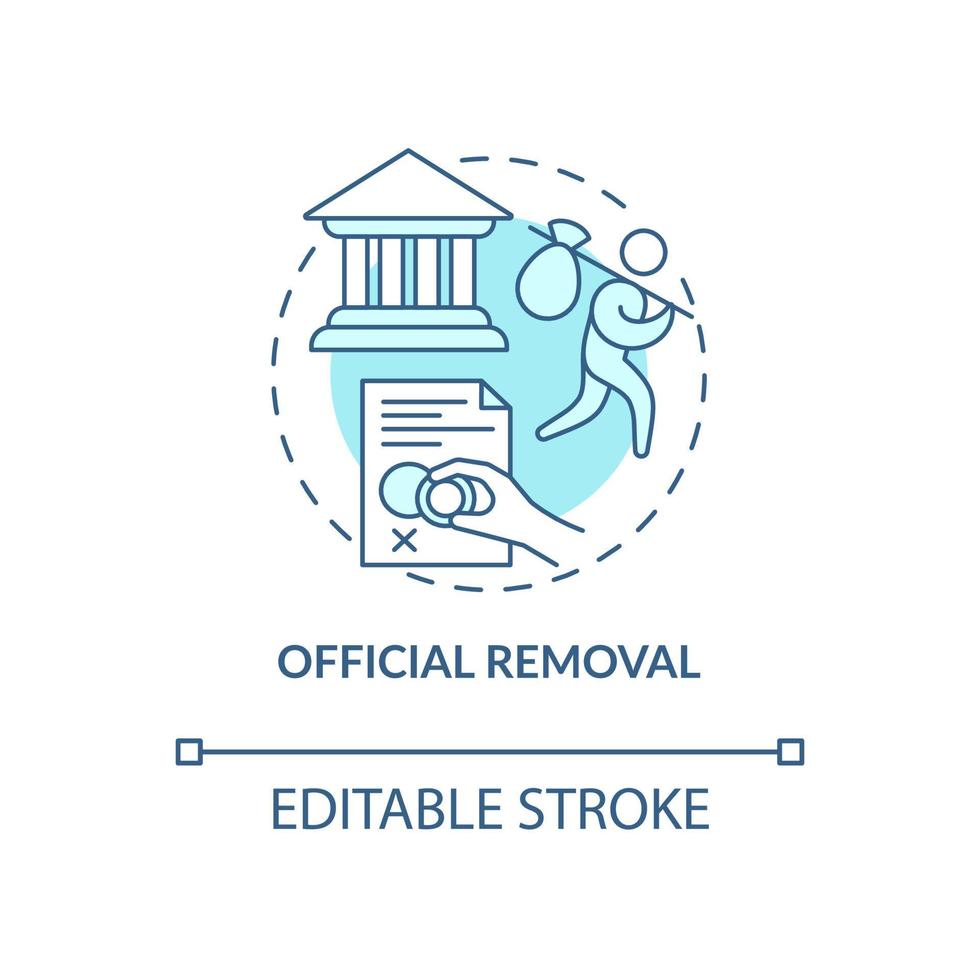Official removal blue concept icon. Refusal for border entry. Immigrant leaves country. Deportation abstract idea thin line illustration. Vector isolated outline color drawing. Editable stroke