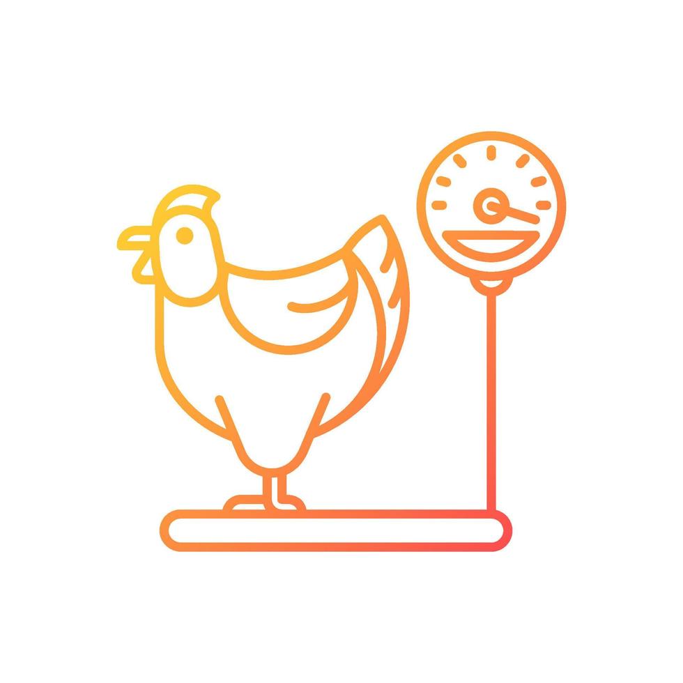 Jersey giant hen gradient linear vector icon. Biggest american chicken breed. Commercial chicken farming. Thin line color symbol. Modern style pictogram. Vector isolated outline drawing