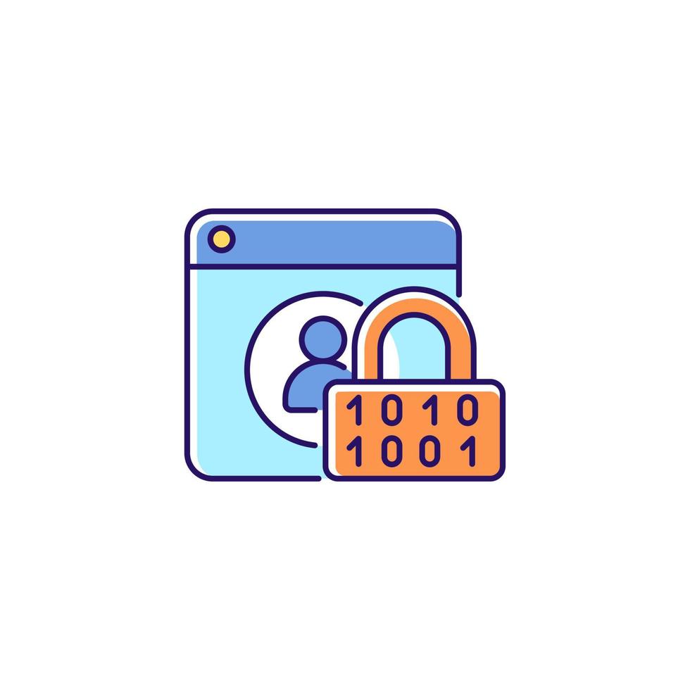 Password encryption RGB color icon. Database control. Internet safety measures. Secure system. Online privacy. Password management. Isolated vector illustration. Simple filled line drawing