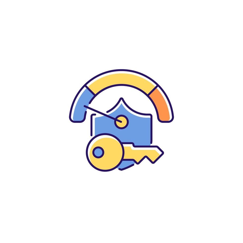 Weak password RGB color icon. Poor internet safety. Online privacy. Setting firewall. Vulnerability in system security. Password management. Isolated vector illustration. Simple filled line drawing