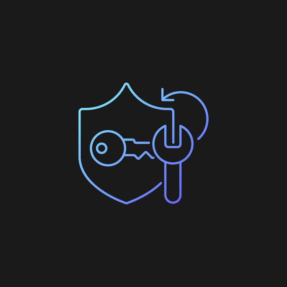 Password cracking gradient vector icon for dark theme. Safeguard protection. Cracker app. Password management tools. Thin line color symbol. Modern style pictogram. Vector isolated outline drawing