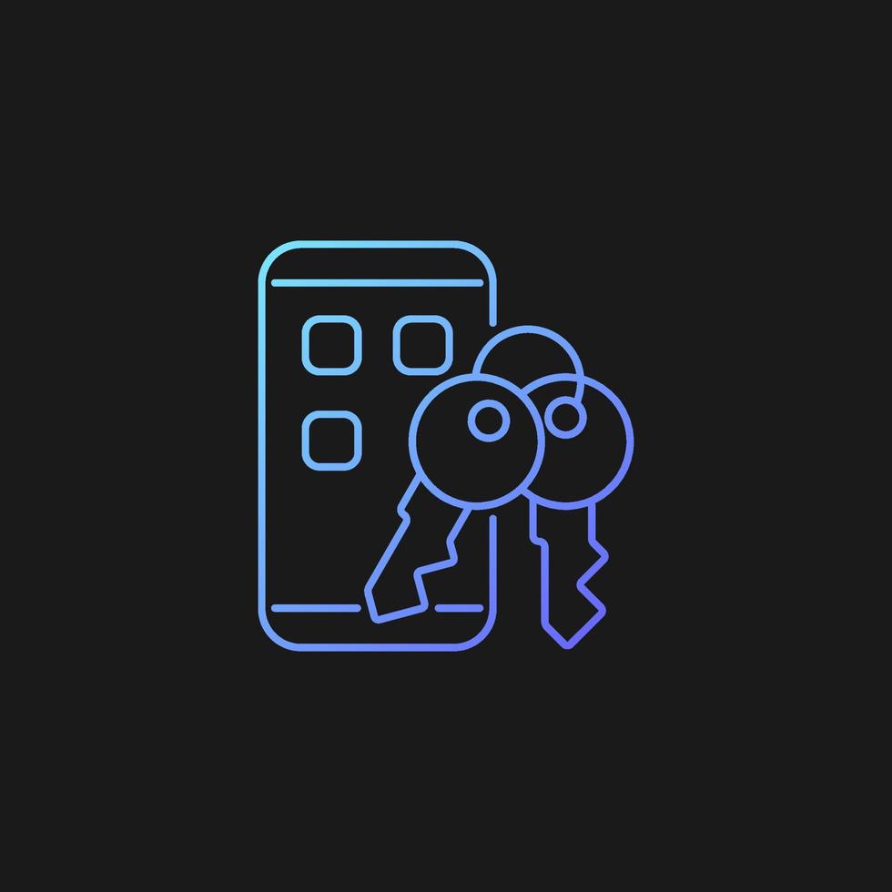 Password management app gradient vector icon for dark theme. Mobile phone safety. Password management. Thin line color symbol. Modern style pictogram. Vector isolated outline drawing