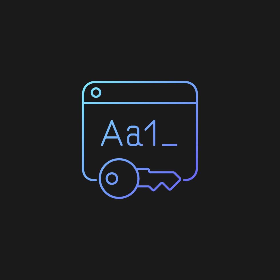 Letter and number password gradient vector icon for dark theme. Defense service for secure website. Password management. Thin line color symbol. Modern style pictogram. Vector isolated outline drawing
