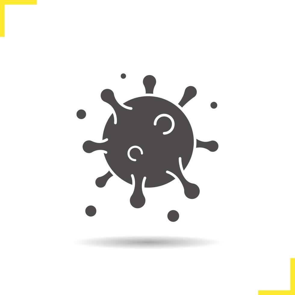 Virus icon. Drop shadow microbe silhouette symbol. Illness virus. Negative space. Vector isolated illustration