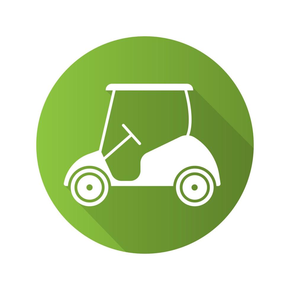 icono de la larga sombra de diseño plano de carrito de golf. símbolo de silueta vectorial vector