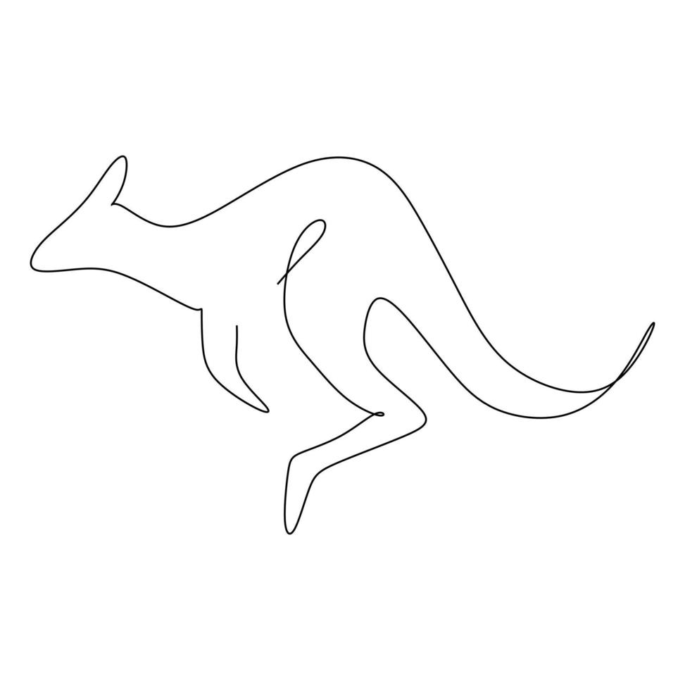 One line design silhouette of kangaroo.hand drawn minimalism style.vector illustration vector