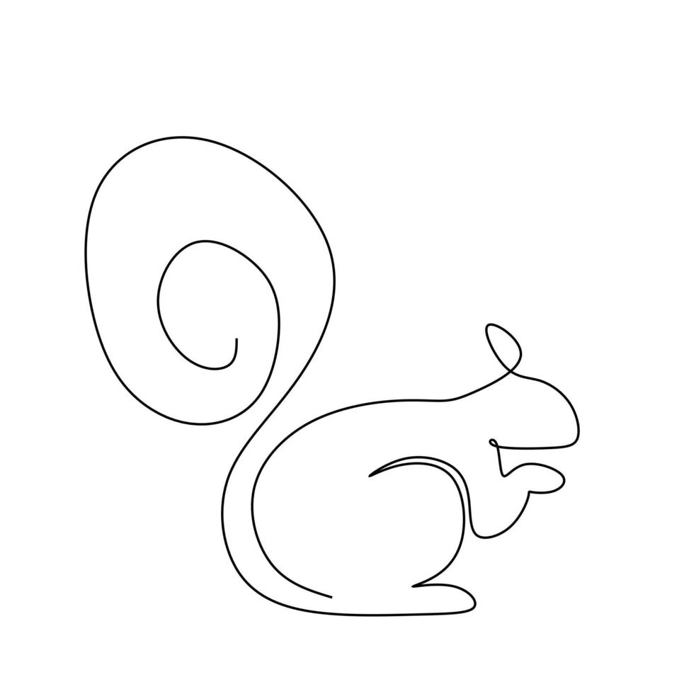 Squirrel one line drawing. Element of animal icon. Thin line icon for website design and development, app development. Animal icon vector