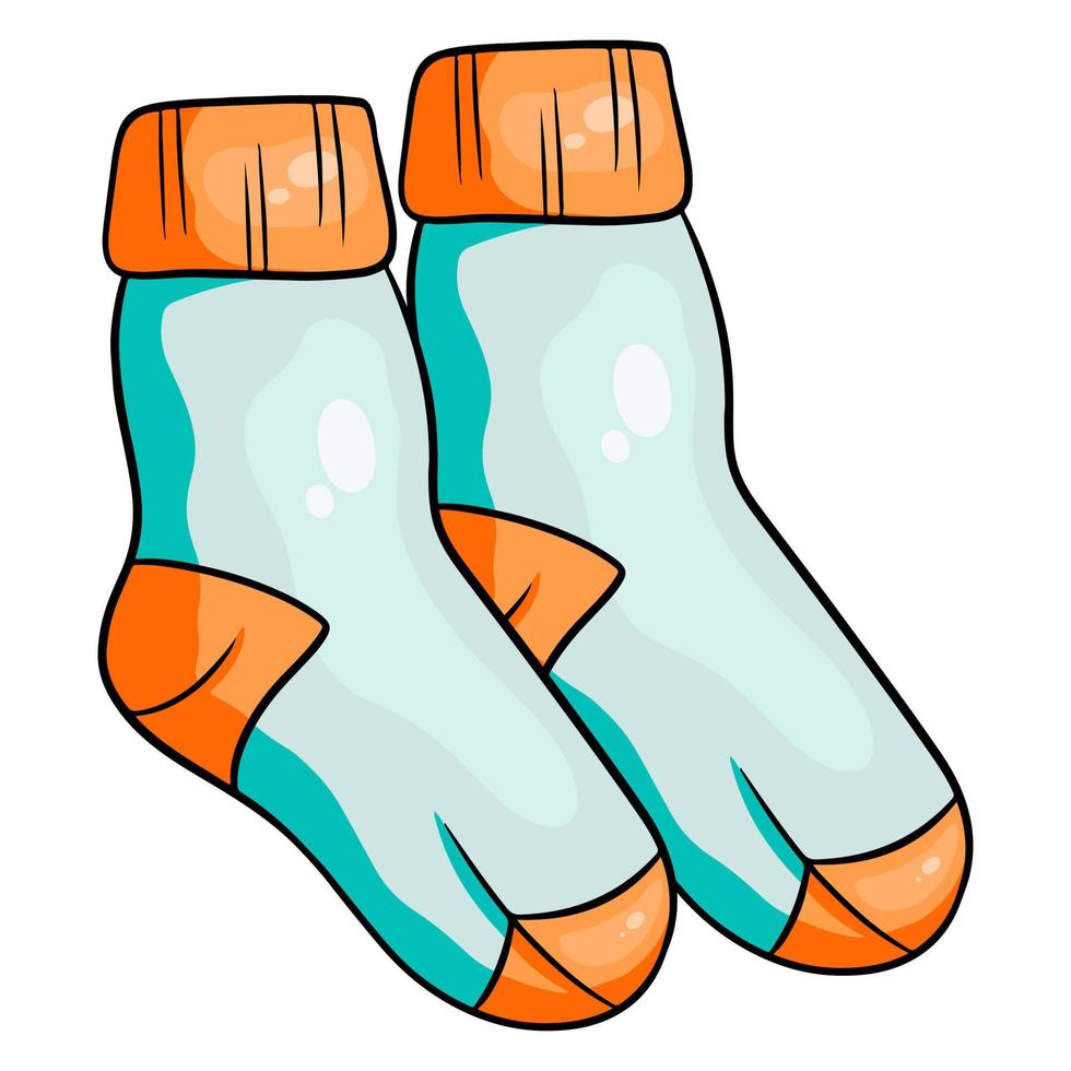 Two warm winter socks. A pair of fabric socks for winter and autumn. vector