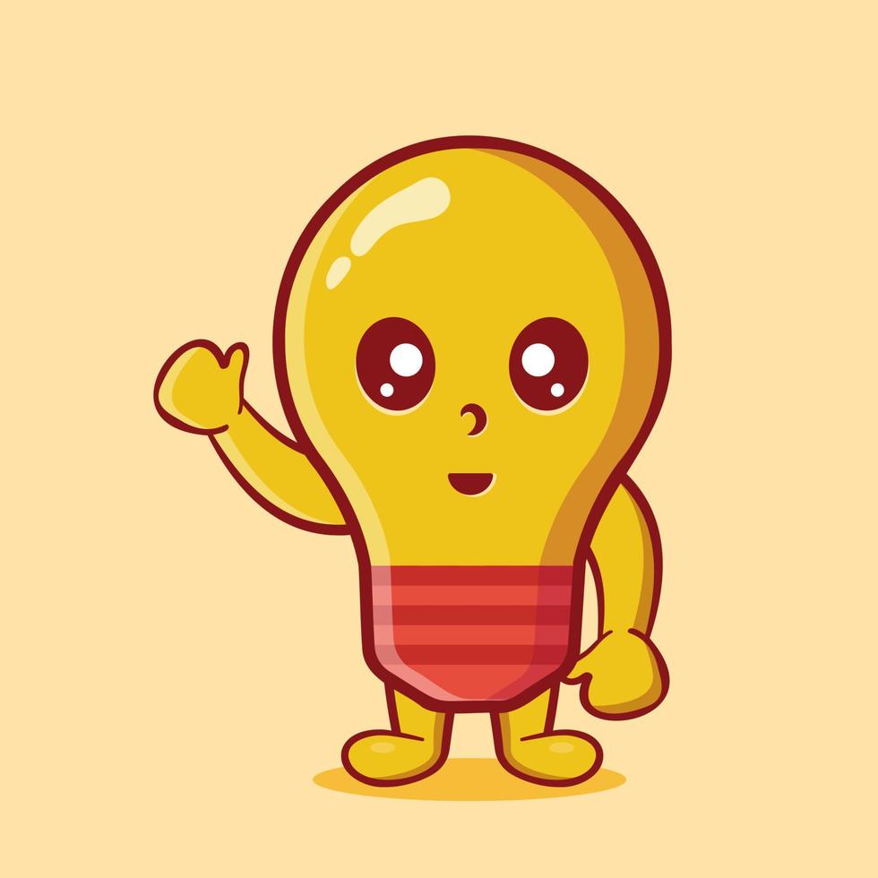 kawaii bulb lamp mascot smile isolated cartoon in flat style vector