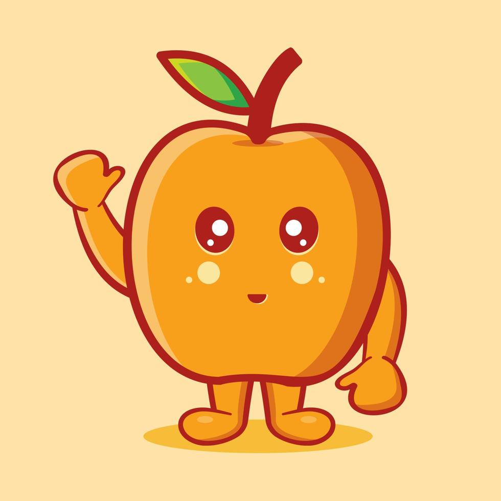 Linda mascota de fruta de albaricoque sonriente caricatura aislada en estilo plano vector