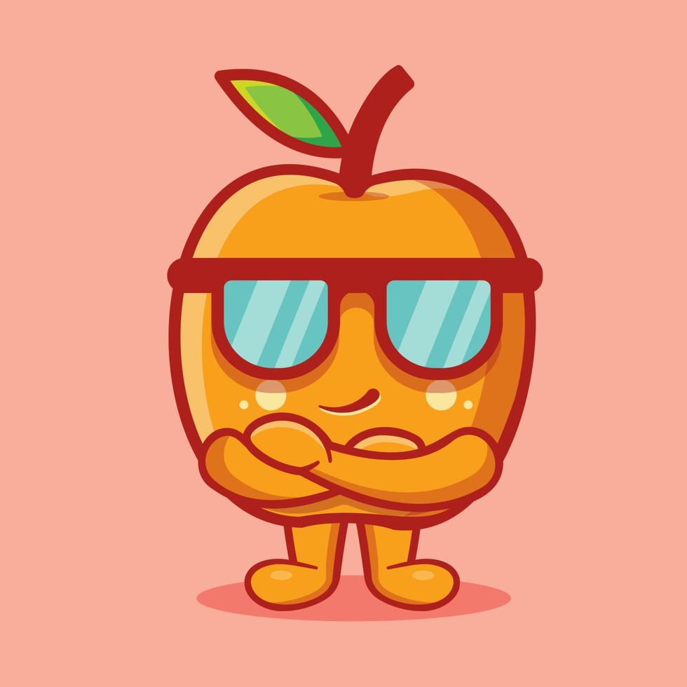 super cool apricot fruit mascot isolated cartoon in flat style vector