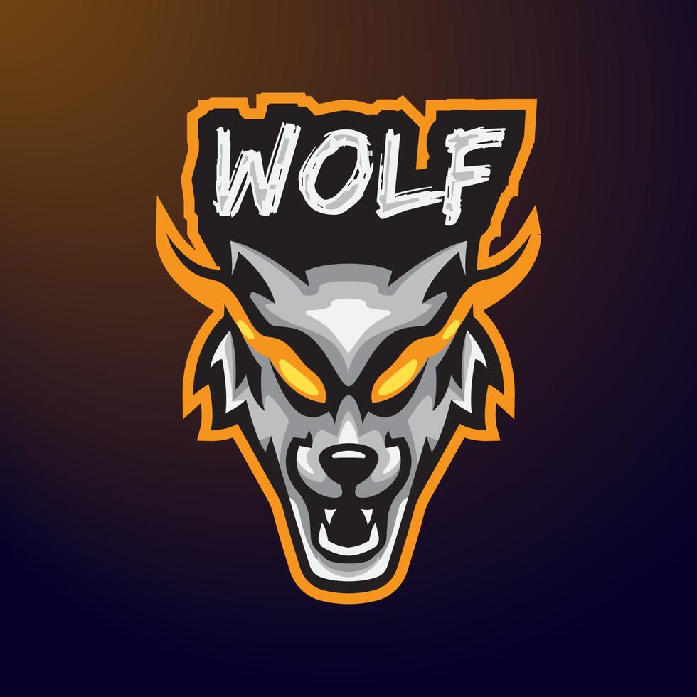 logotipo de e-sport de lobo vector