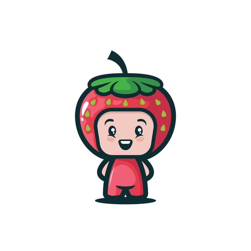 niño lindo con disfraz de fruta vector