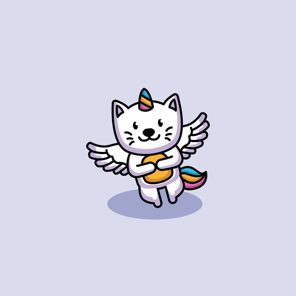 lindo gato unicornio vector