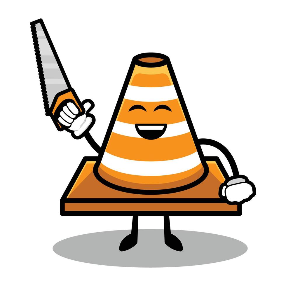 Cute traffic cone mascot design vector