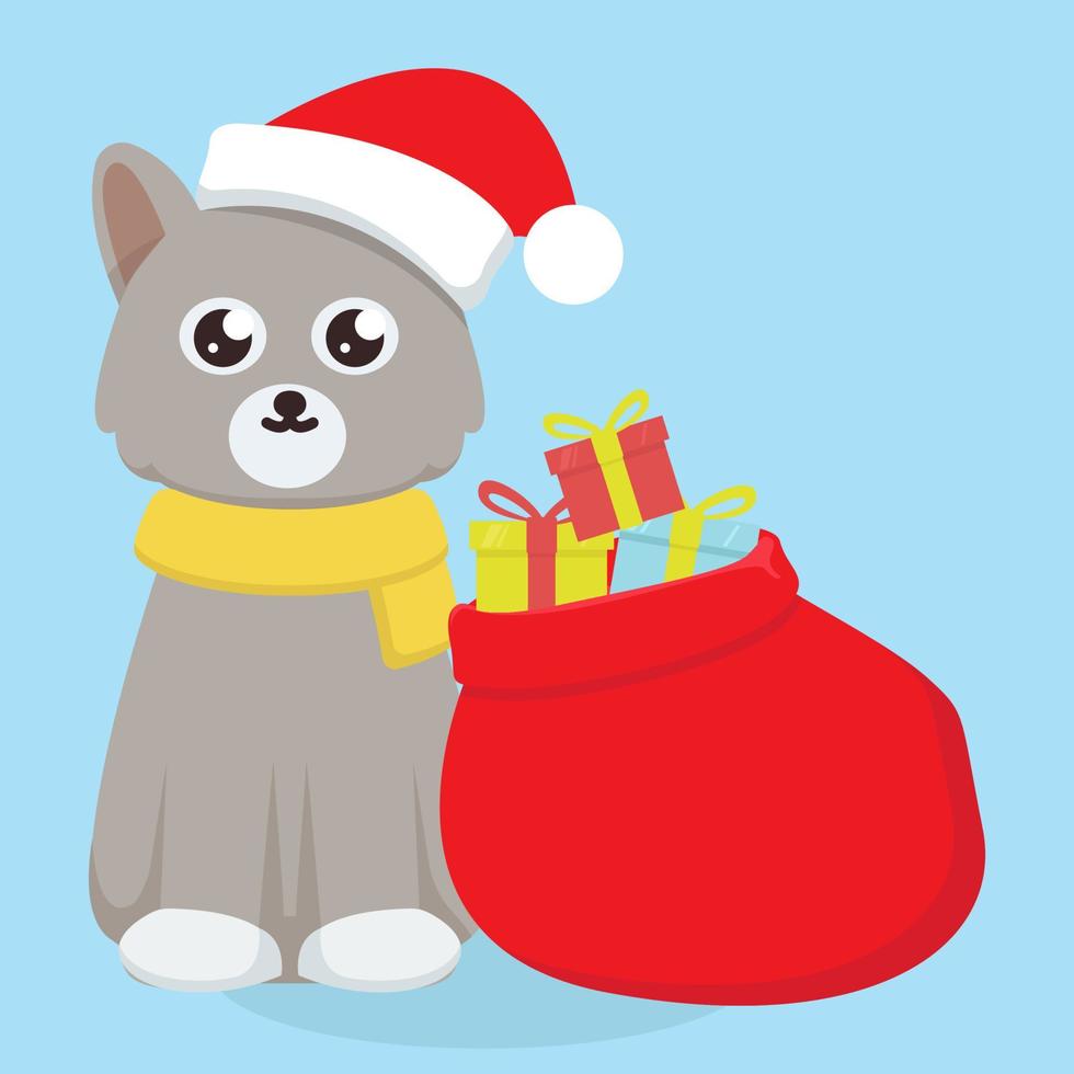 Cute cat christmas theme vector