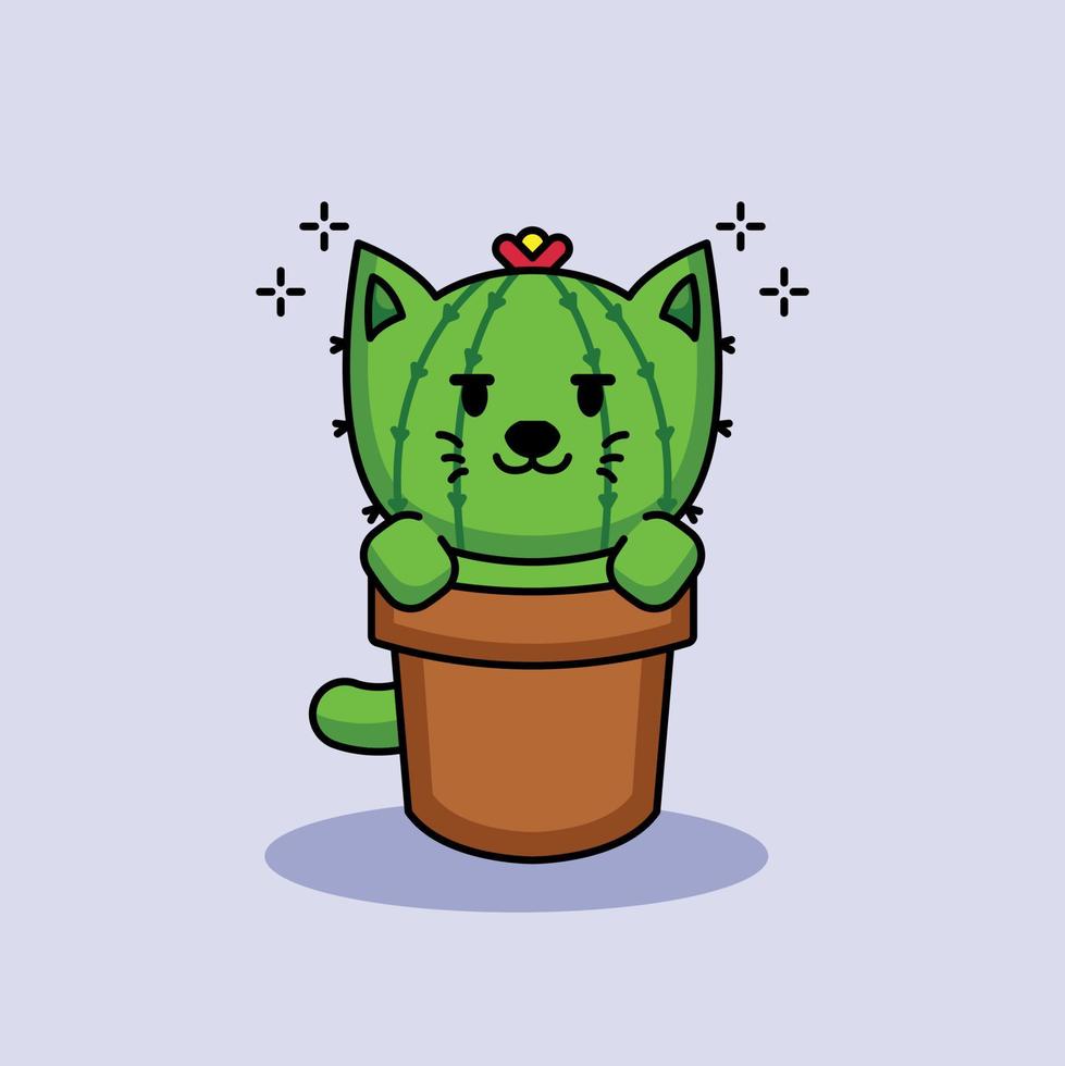 Cute cat cactus vector