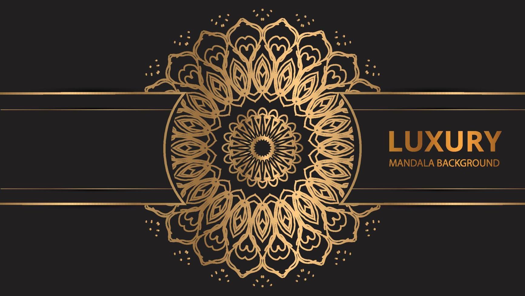 Mandala design round luxury design golden brush text. vector