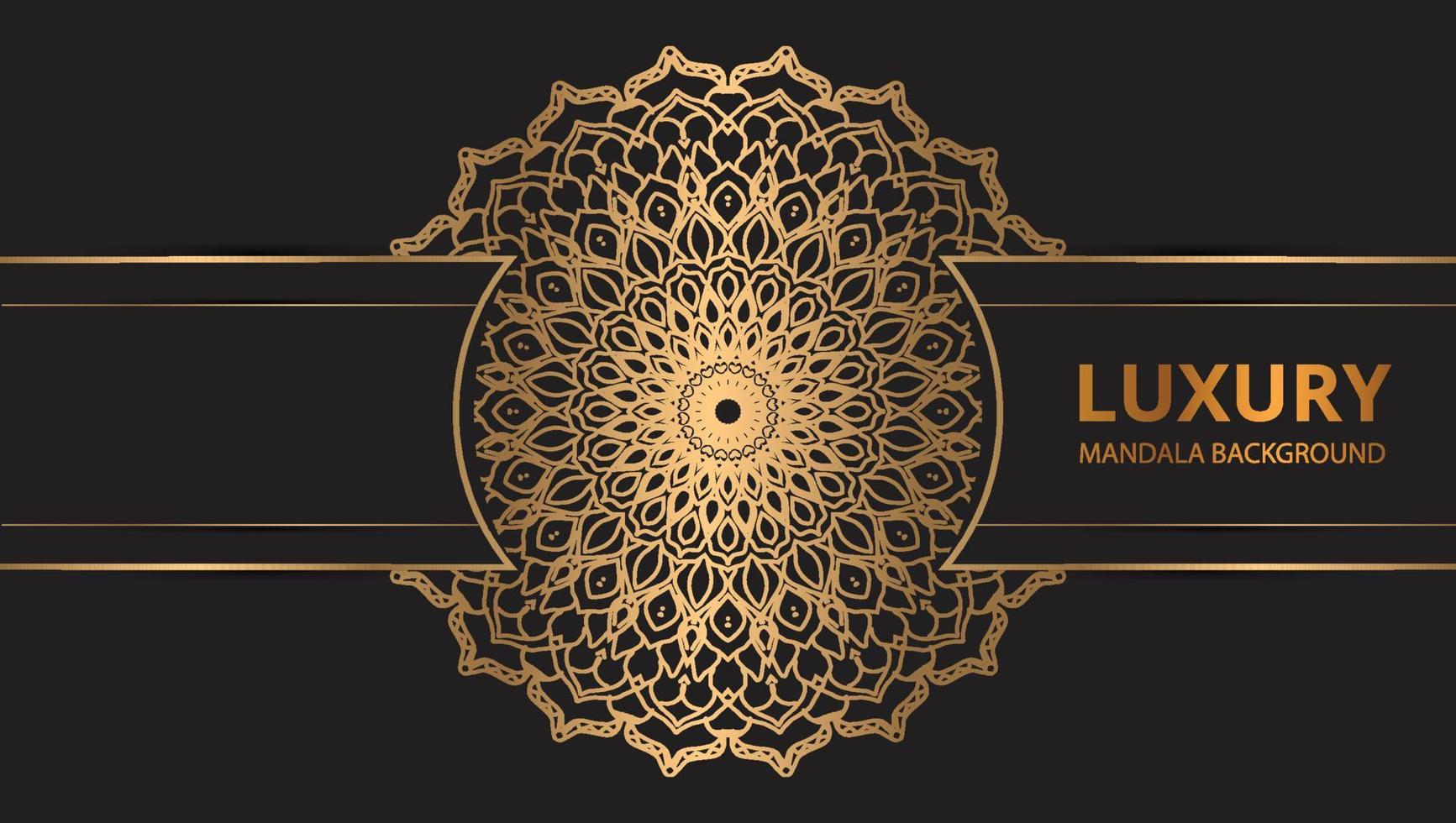 Mandala design round luxury design golden brush text. vector