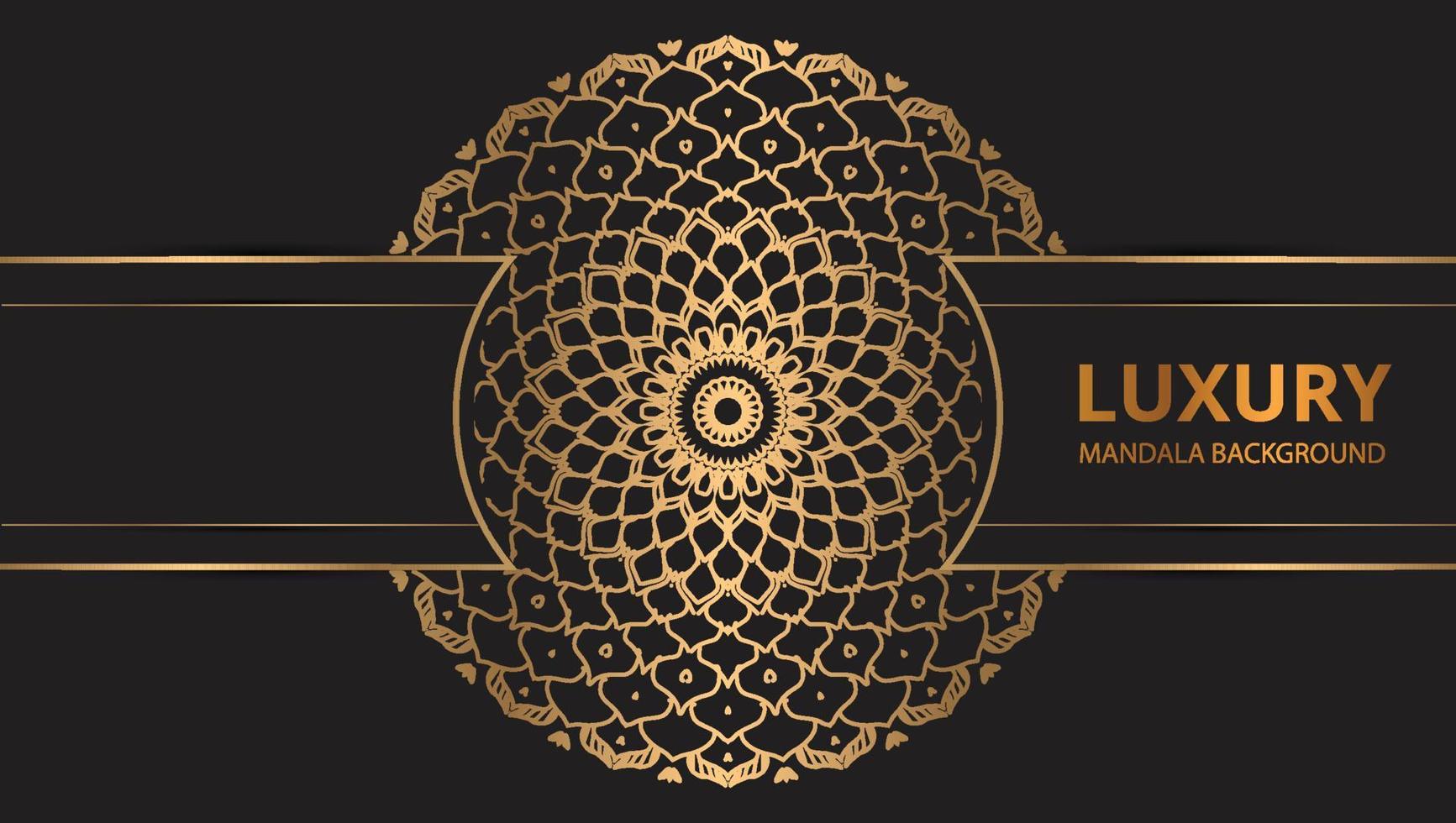 Mandala design round luxury design golden brush text. vector
