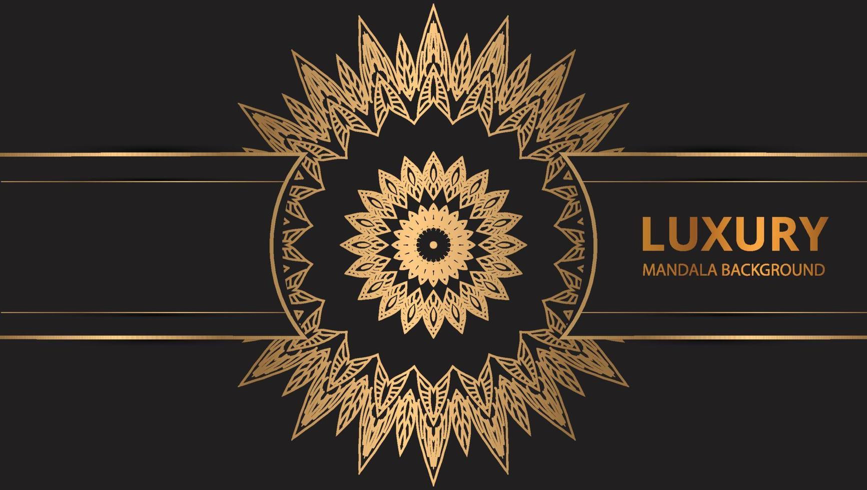 Mandala design round luxury design golden brush text. vector