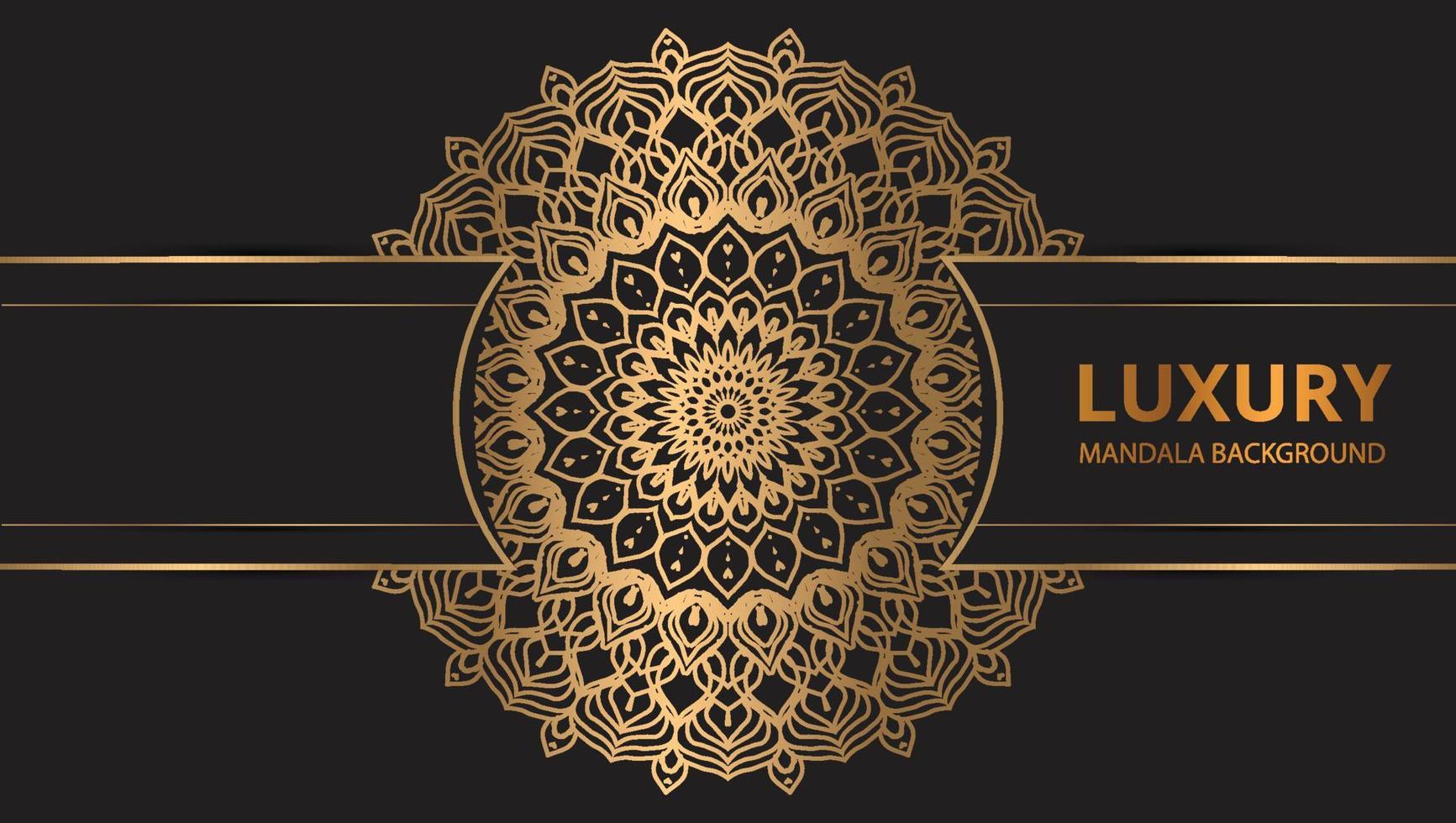 Mandala design round luxury design golden brush text. vector