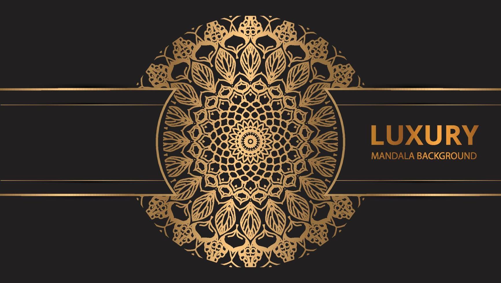 Mandala design round luxury design golden brush text. vector