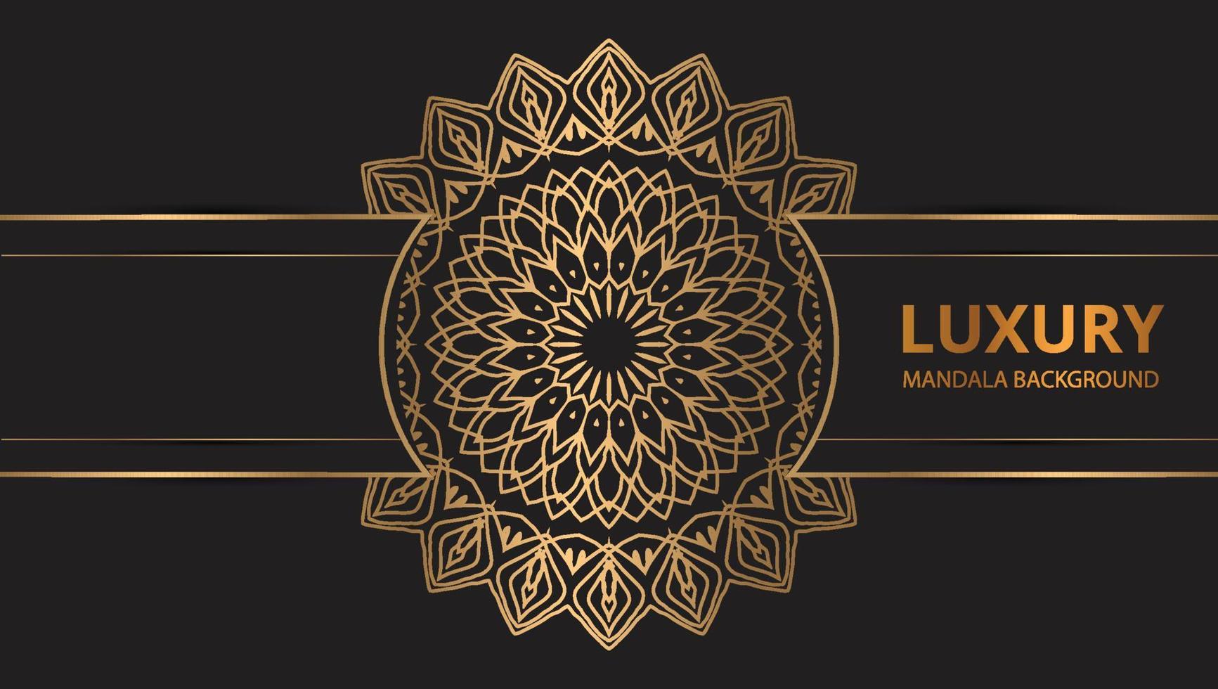 Mandala design round luxury design golden brush text. vector