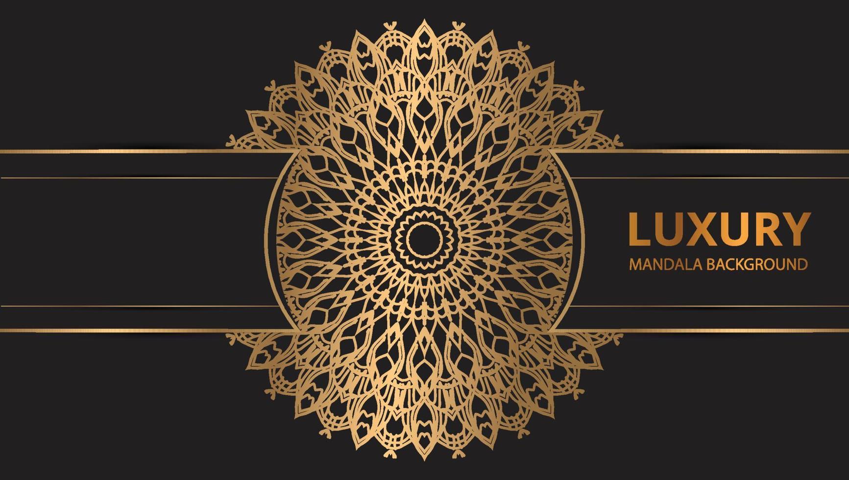 Mandala design round luxury design golden brush text. vector