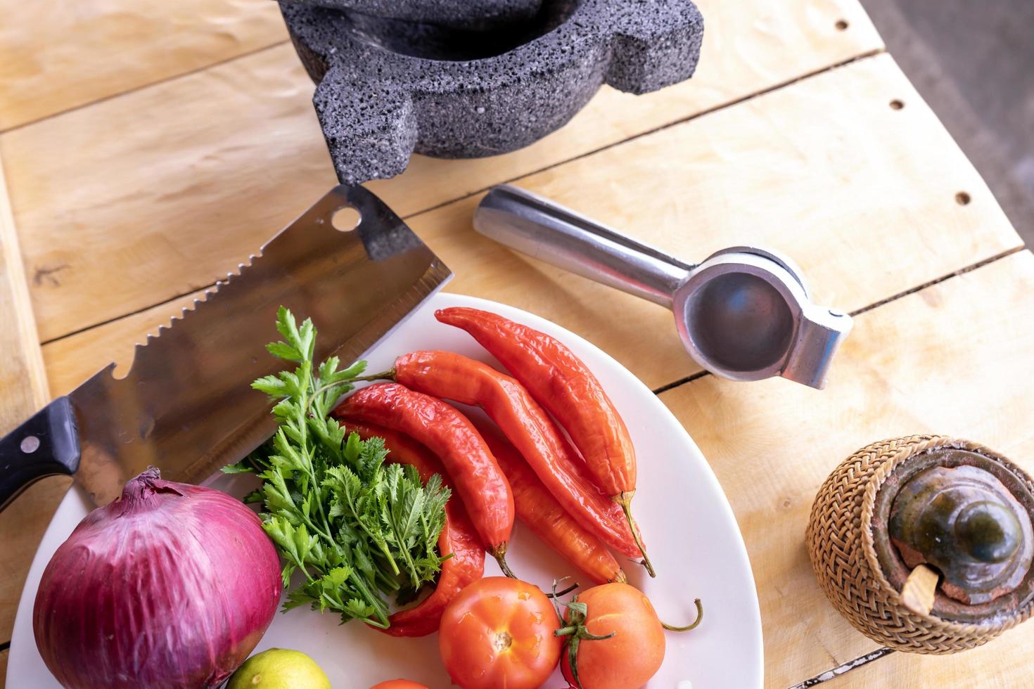 Ingredients for hot sauce photo