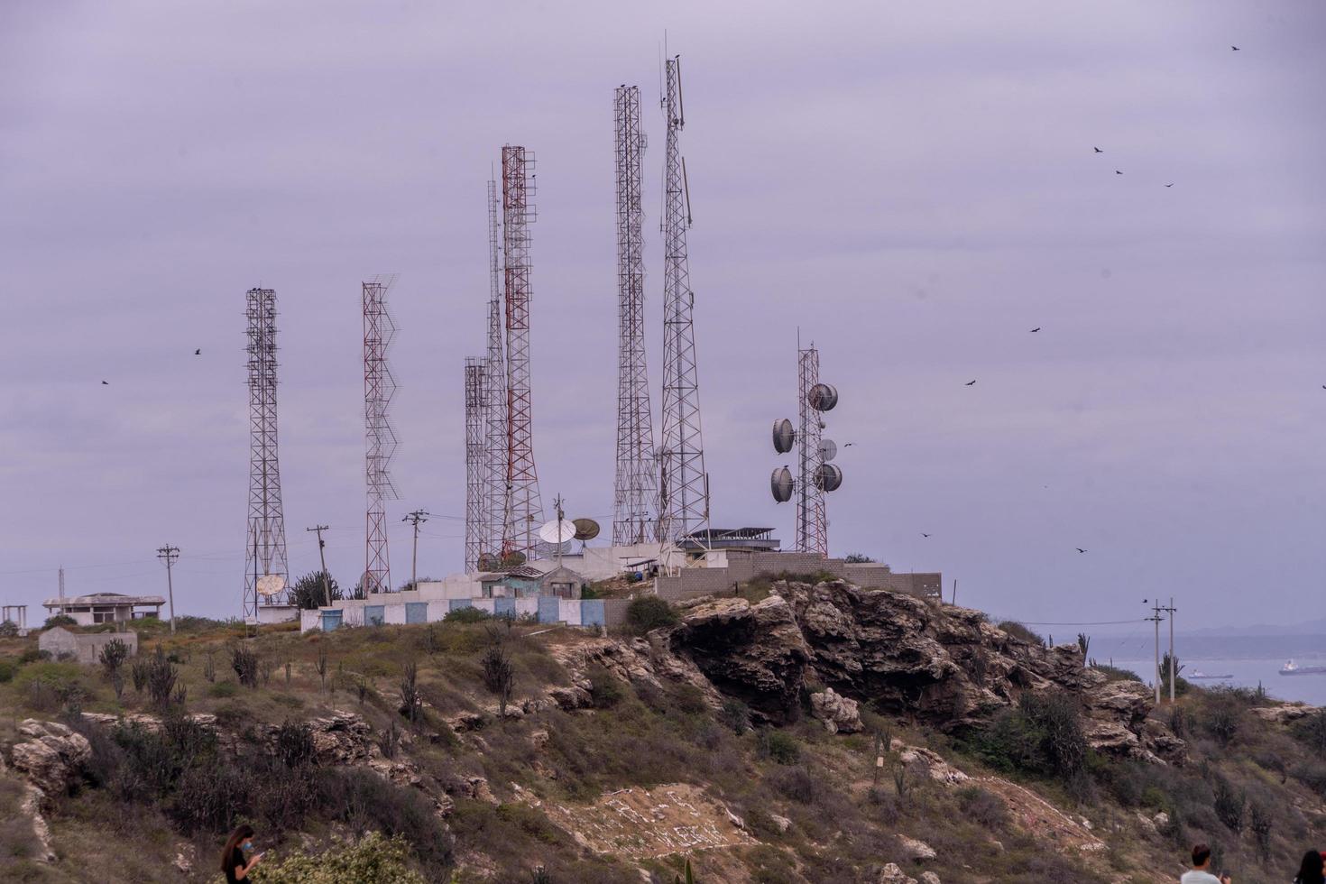 Antennas for communication on a hill photo