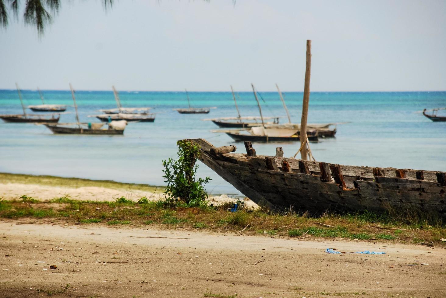 Boats on the sand photo