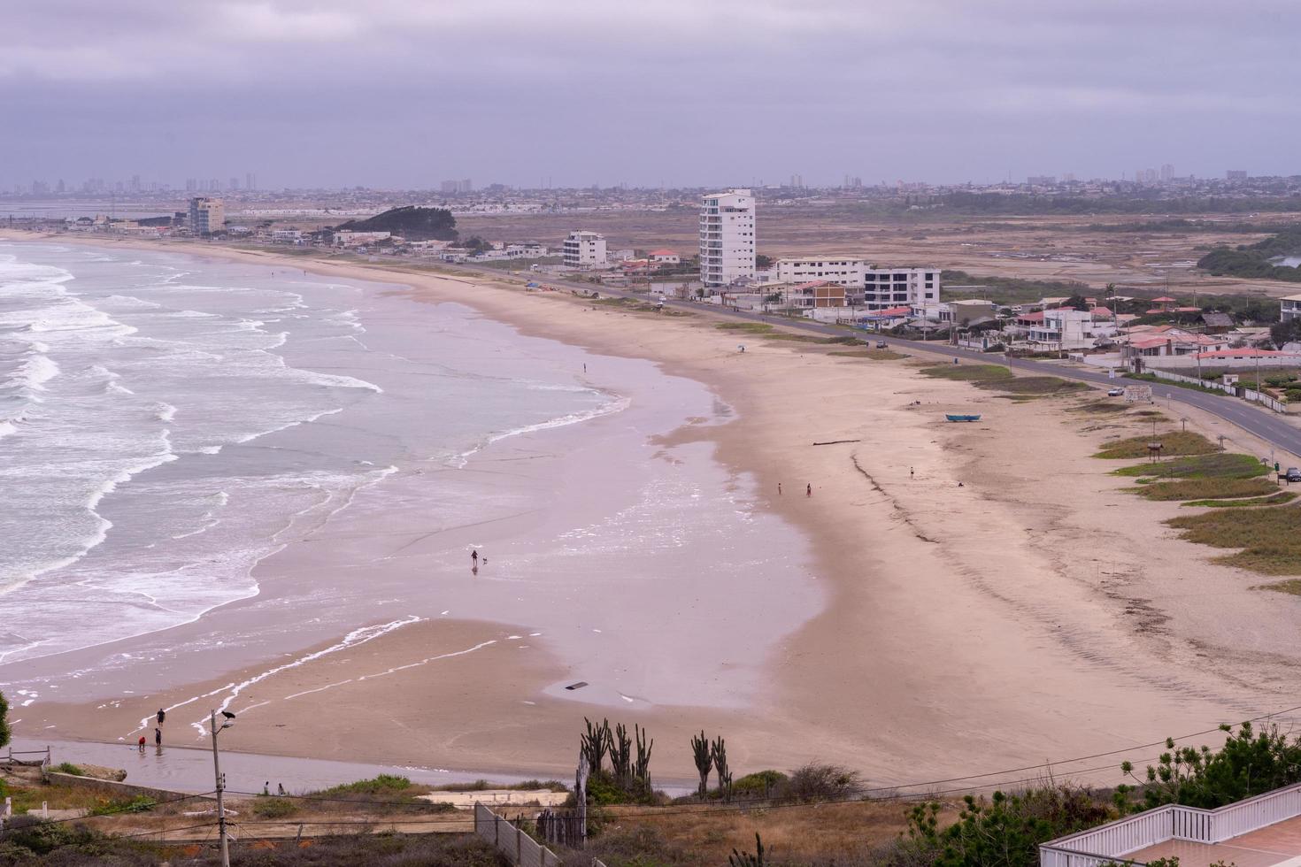 View of a long beach in southern Ecuador, Salinas photo
