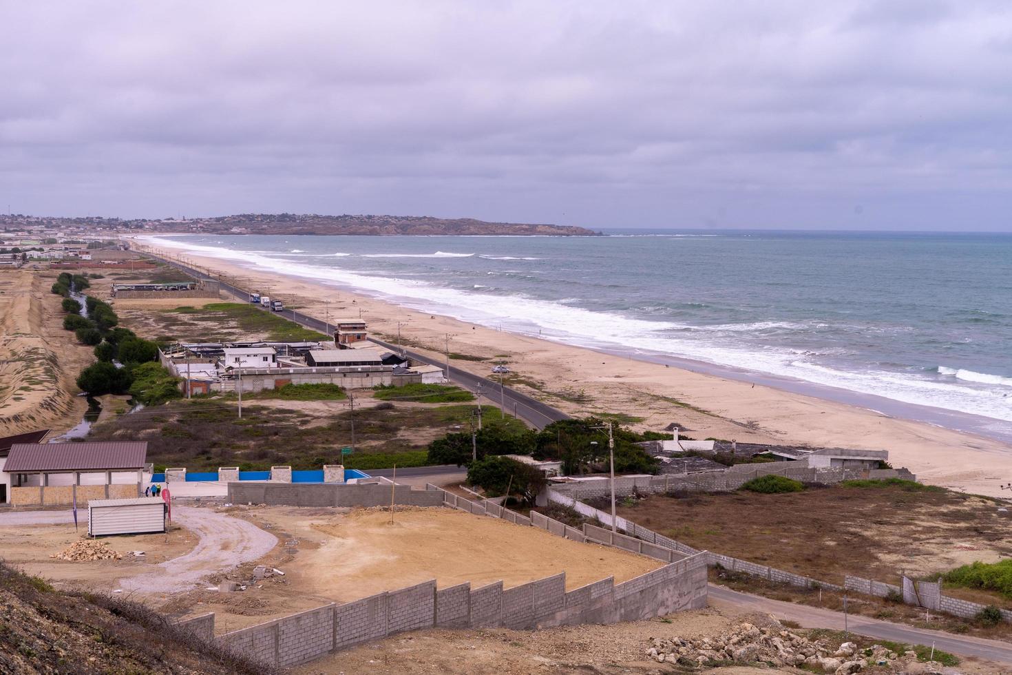 View of a long beach in southern Ecuador, Salinas photo