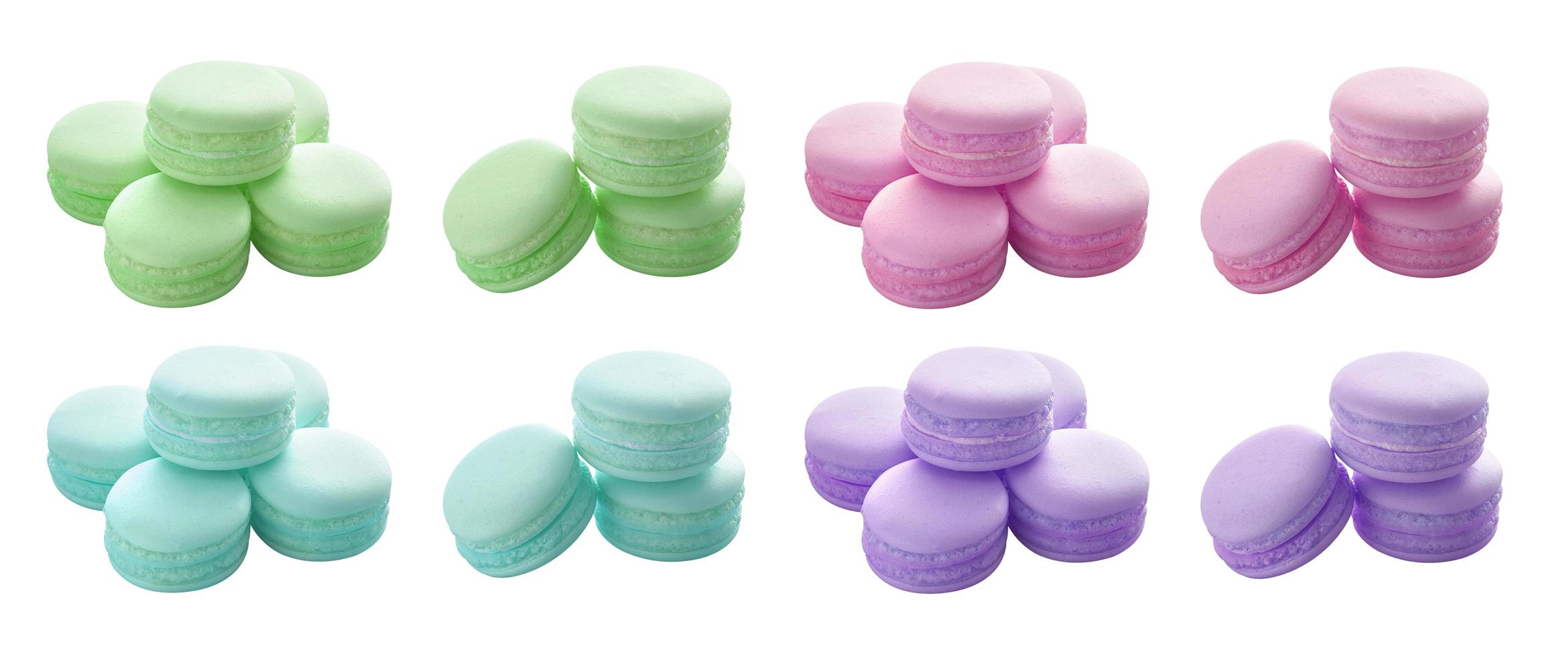 group of macaroons on white background photo