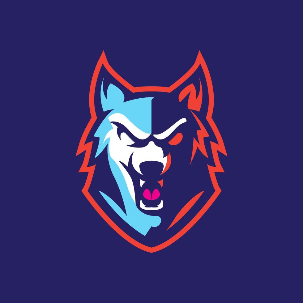 logotipo de e-sport de lobo vector